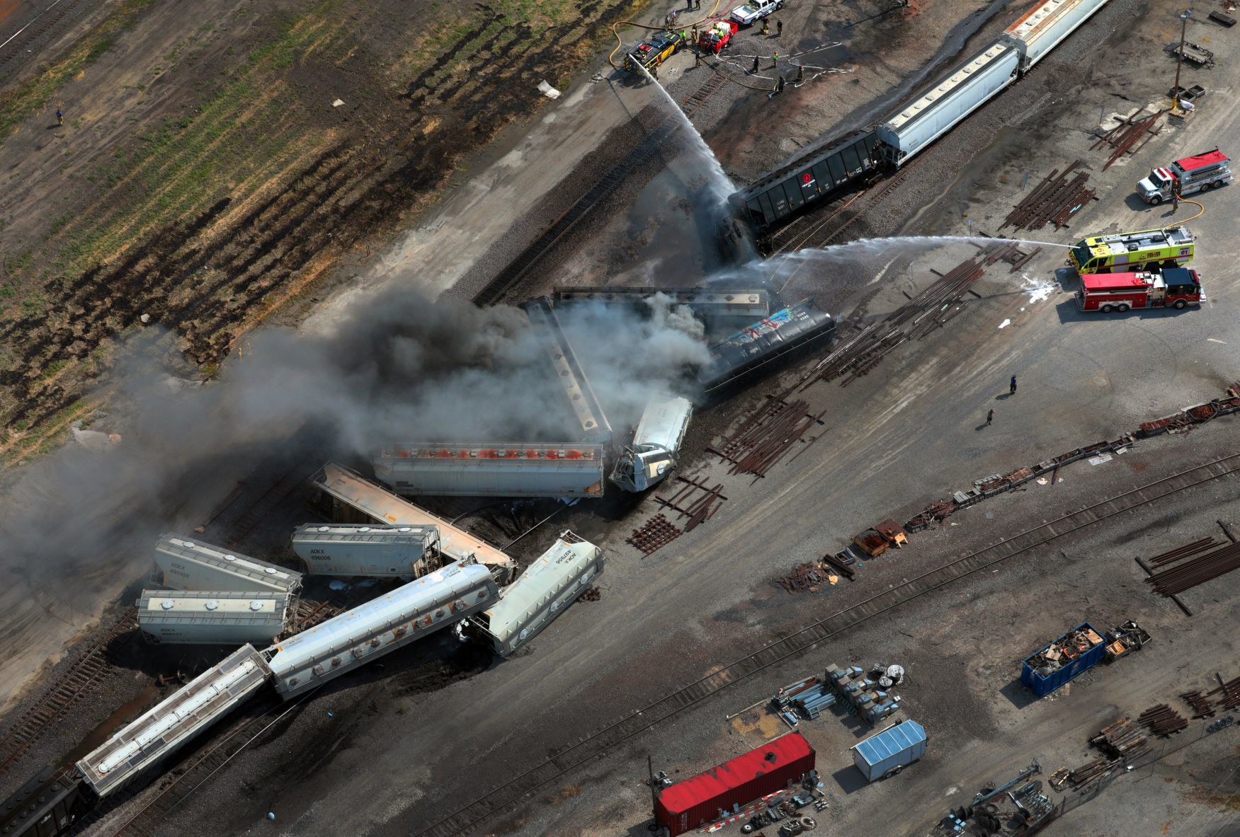 Train derailment sparks fire, evacuations in Dupo
